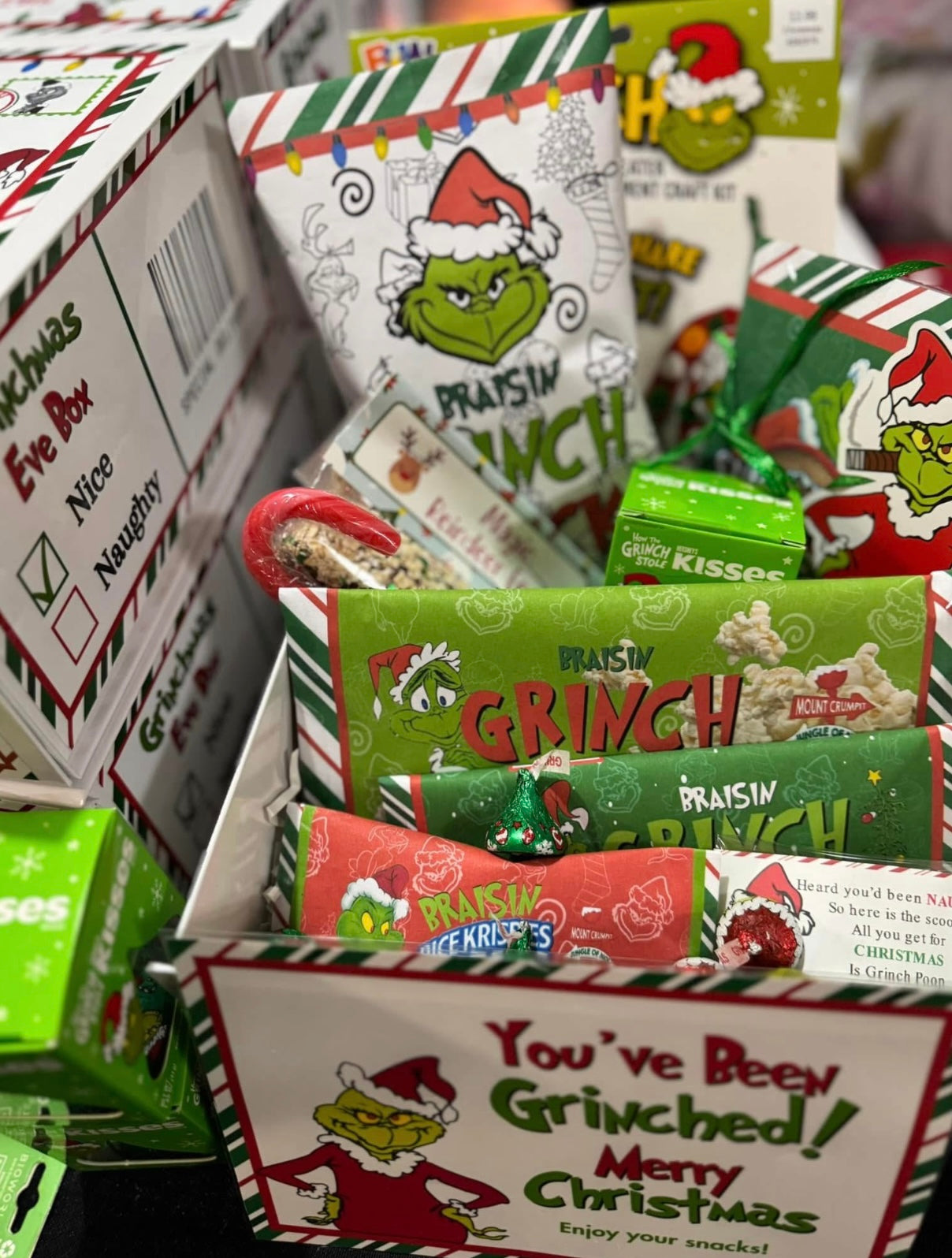 Personalized Christmas Eve treat box filled with treats