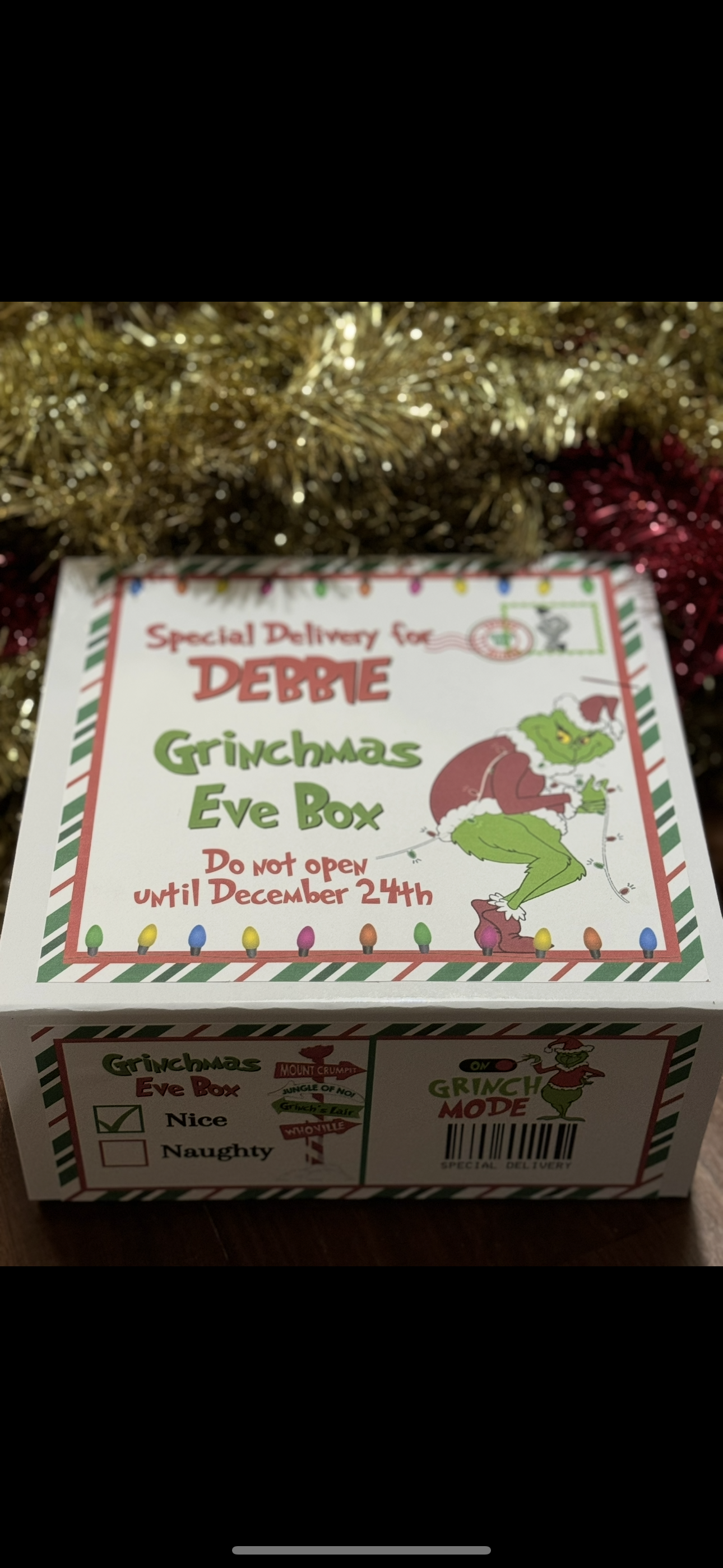 Personalized Christmas Eve You’ve been Grinched treat box tshirt bundle