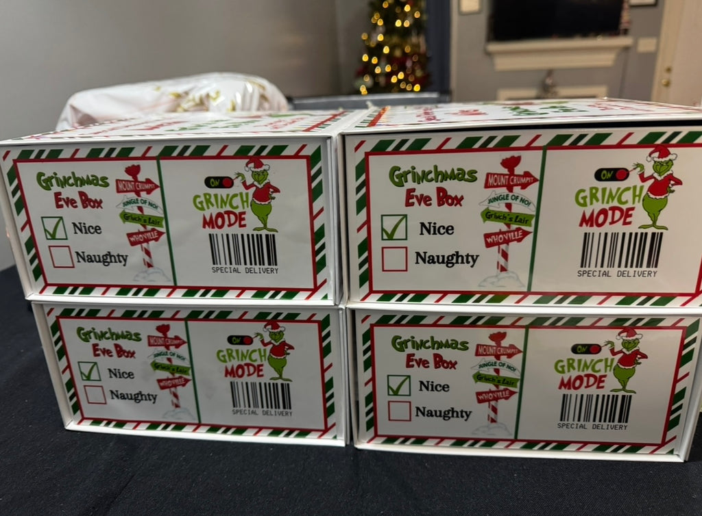 Personalized Christmas Eve You’ve been Grinched treat box tshirt bundle