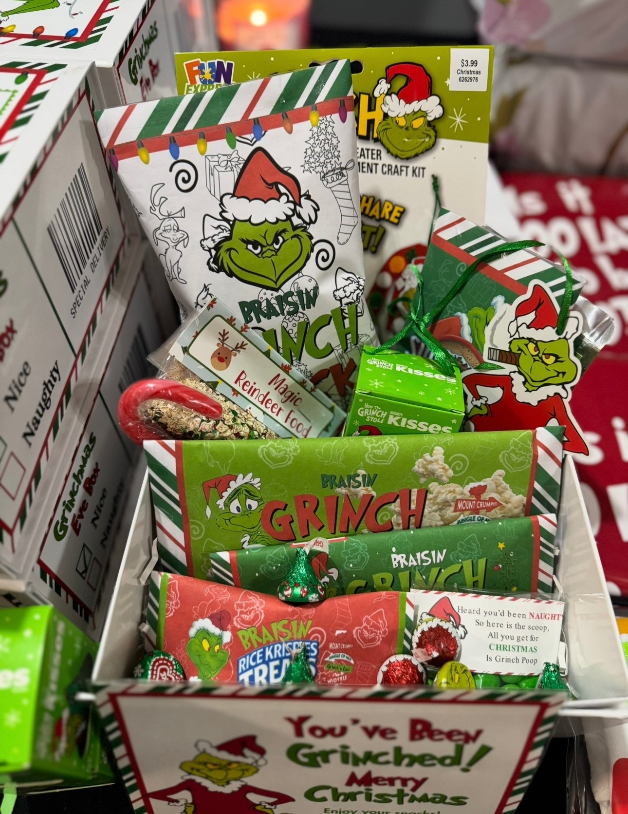 Personalized Christmas Eve You’ve been Grinched treat box tshirt bundle