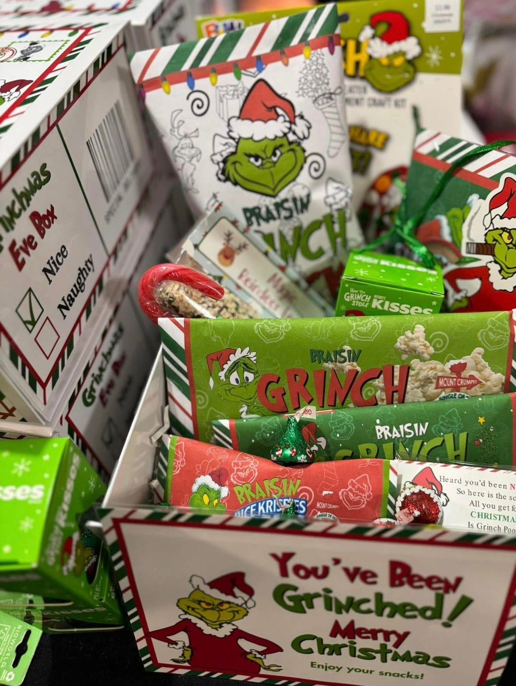 Personalized Christmas Eve You’ve been Grinched treat box tshirt bundle